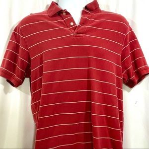 Eddie Bauer Red w White Stripes Polo Size Medium